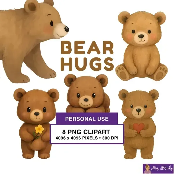 Cute Teddy Bear Clipart PNG - Personal Use License