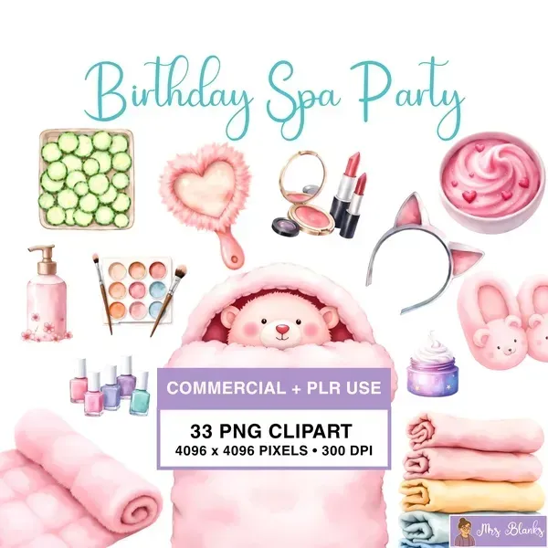 Spa Party Clipart PNG - Commercial + PLR Use License