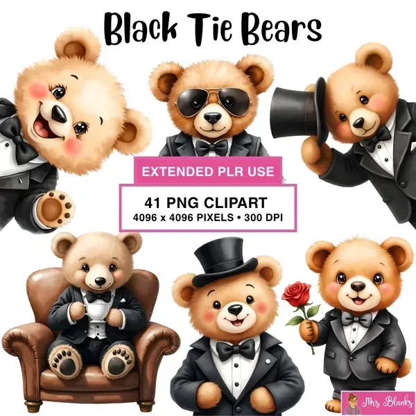 Formal Teddy Bear Clipart PNG - Extended License
