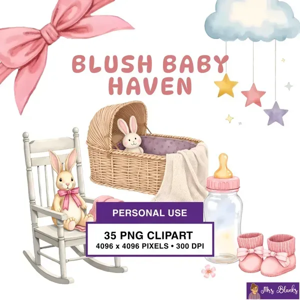 Blush Baby Nursery Clipart PNG - Personal Use License