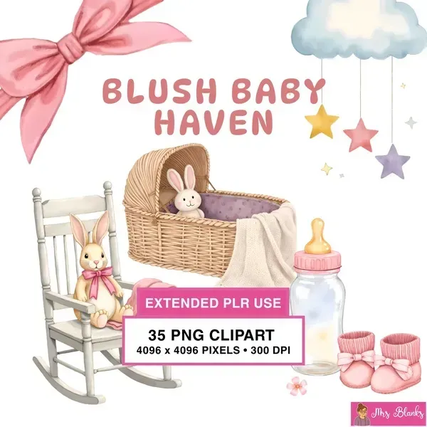 Blush Baby Nursery Clipart PNG - Extended License