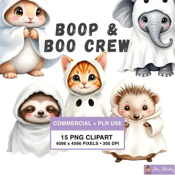 Cute Ghost Animal Clipart PNG - Commercial + PLR Use License