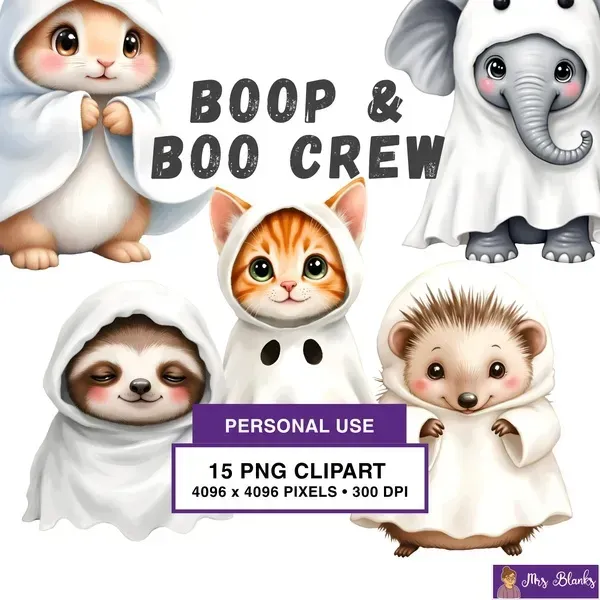 Cute Ghost Animal Clipart PNG - Personal Use License