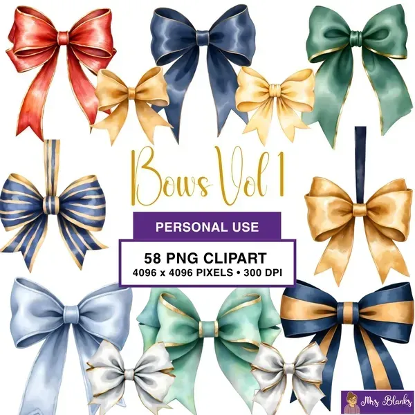 Decorative Bow Collection Clipart PNG - Personal Use License