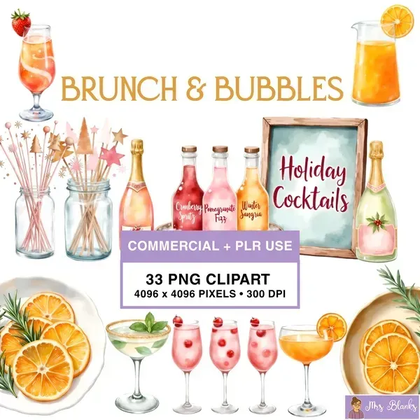 Brunch Cocktail Clipart PNG - Commercial + PLR Use License 