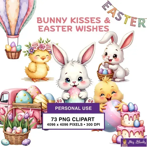 Easter Bunny Celebration Clipart PNG - Personal Use License