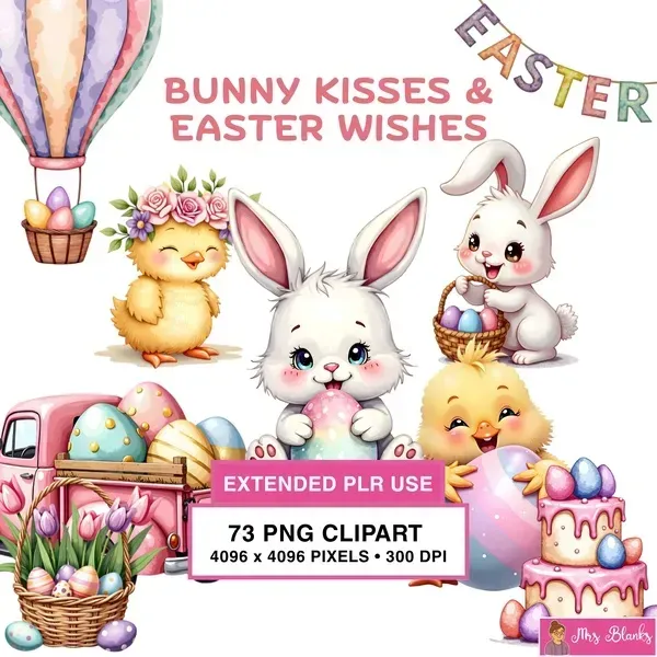 Easter Bunny Celebration Clipart PNG - Extended License
