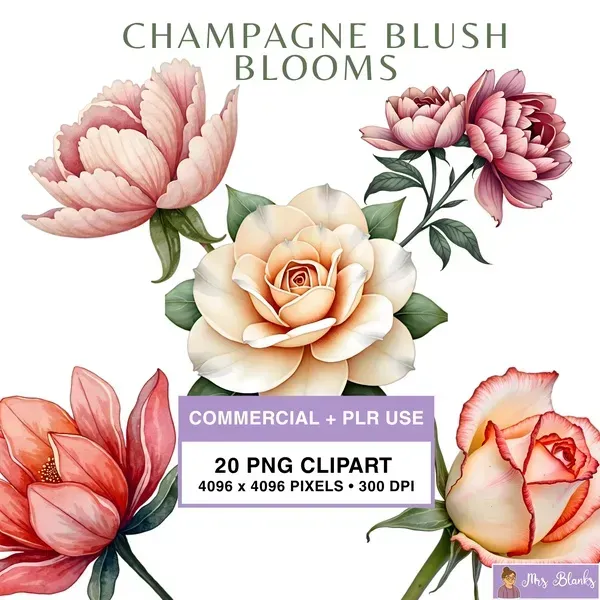Floral Bloom Clipart PNG - Commercial + PLR Use License 
