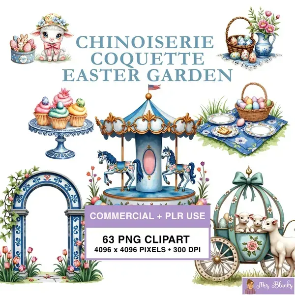 Easter Garden Clipart PNG - Commercial + PLR Use License License
