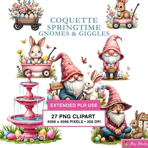 Spring Gnome Clipart PNG - Extended License