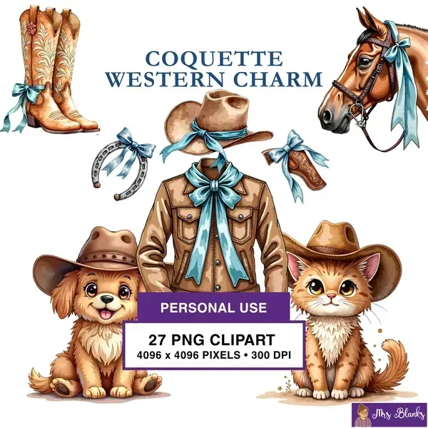 Western Cowgirl Clipart PNG - Personal Use License