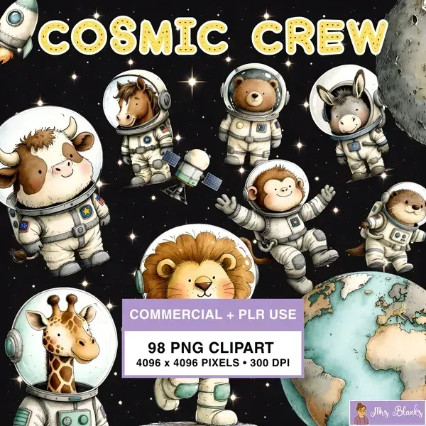 Space Animal Clipart PNG - Commercial + PLR Use License 