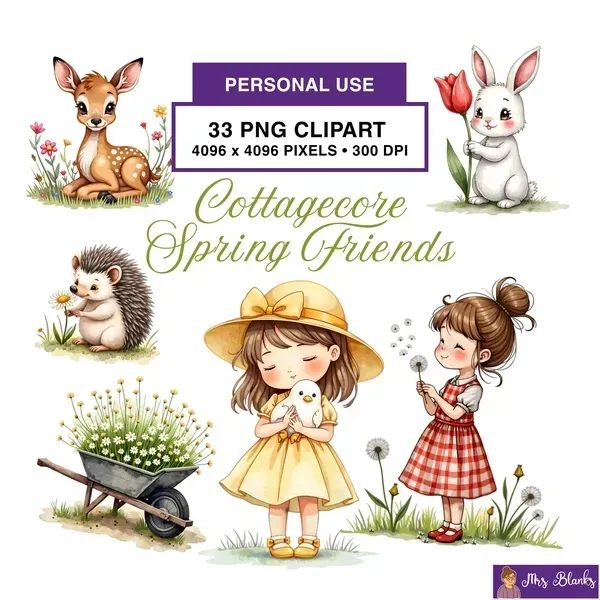 Spring Cottagecore Clipart PNG - Personal Use License