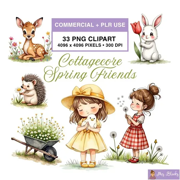 Spring Cottagecore Clipart PNG - Commercial + PLR Use License 