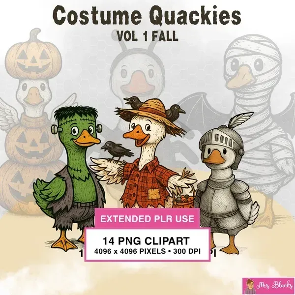 Fall Duck Clipart PNG - Extended License