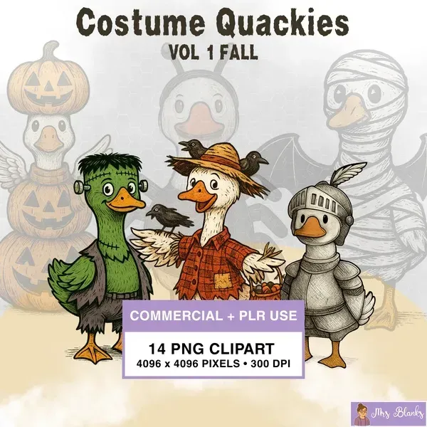 Fall Duck Clipart PNG - Commercial + PLR Use License 