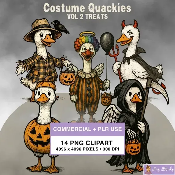 Halloween Treat Duck Clipart PNG - Commercial + PLR Use License 