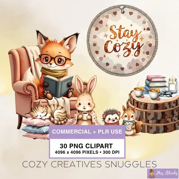 Cozy Animal Clipart PNG - Commercial + PLR Use License