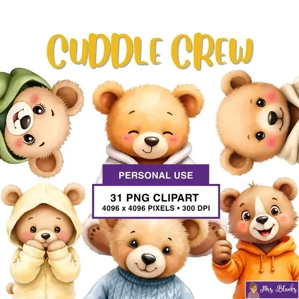 Cute Bear Clipart PNG - Personal Use License