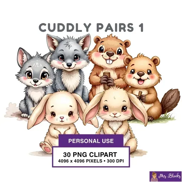 Cute Animal Friends Clipart PNG - Personal Use License