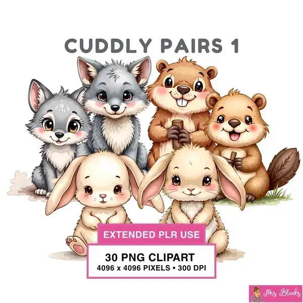 Cute Animal Friends Clipart PNG - Extended License