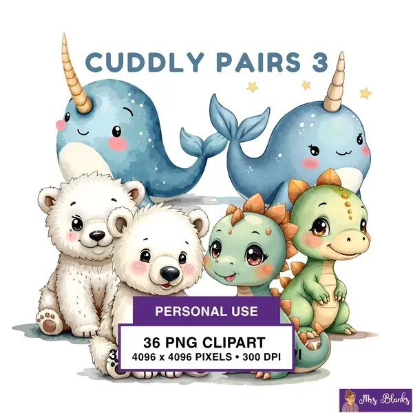 Cute Fantasy Animals Clipart PNG - Personal Use License