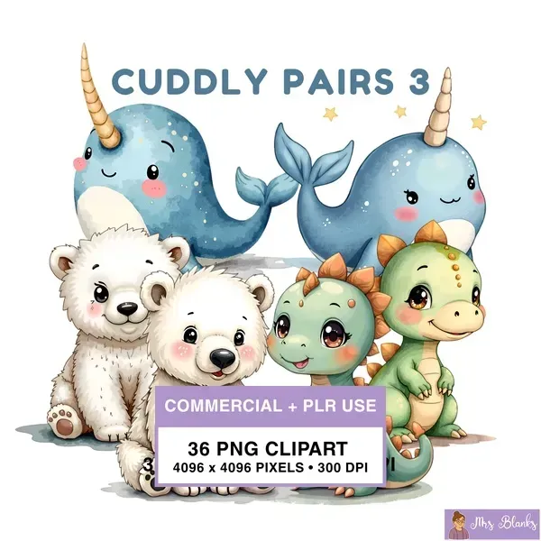 Cute Fantasy Animals Clipart PNG - Commercial + PLR Use License