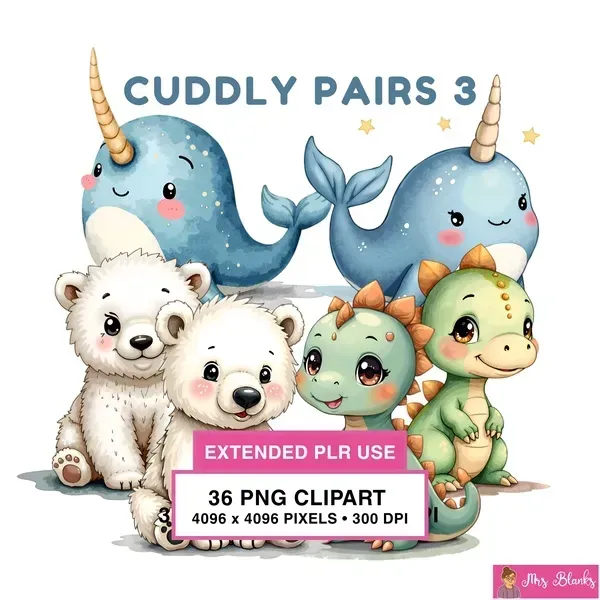 Cute Fantasy Animals Clipart PNG - Extended License