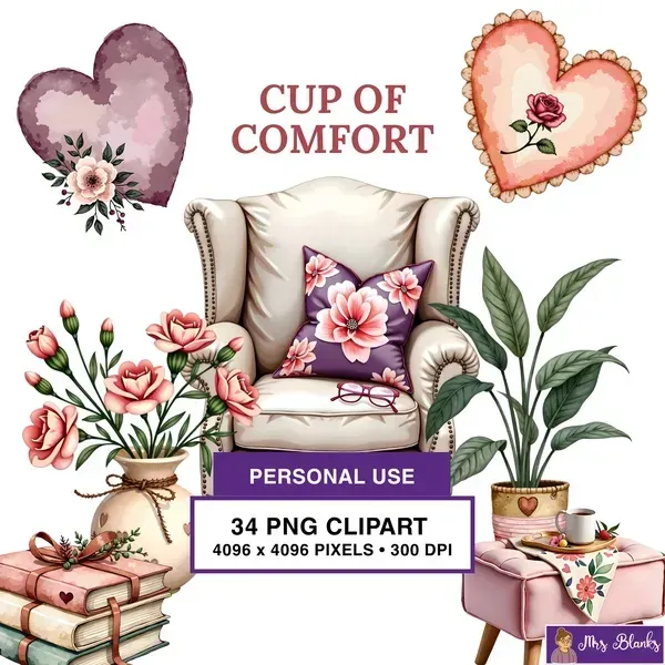 Cozy Comfort Decor Clipart PNG - Personal Use License