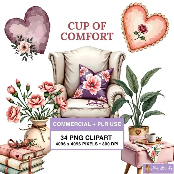 Cozy Comfort Decor Clipart PNG - Commercial + PLR Use License
