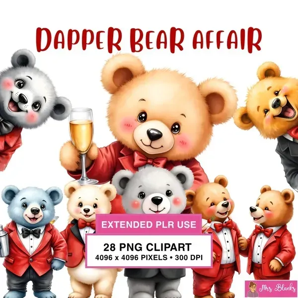 Formal Bear Party Clipart PNG - Extended License