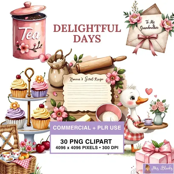 Baking Tea Time Clipart PNG - Commercial + PLR Use License License