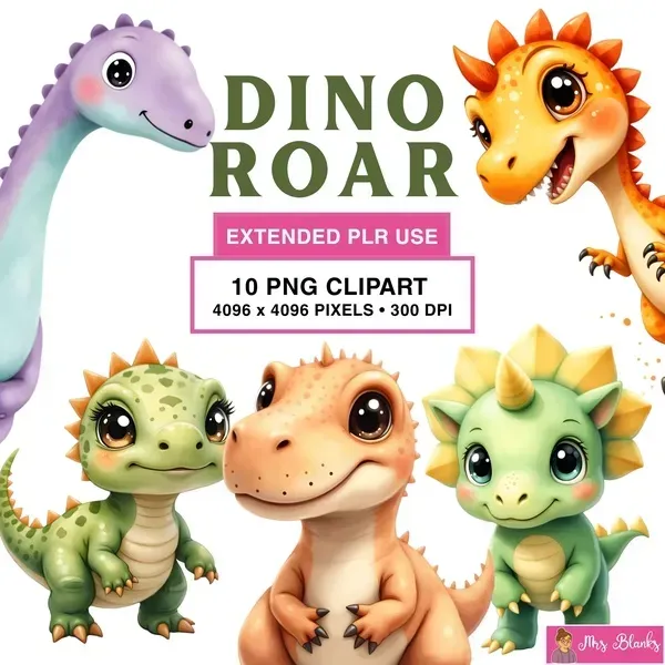 Cute Dinosaur Clipart PNG - Extended License