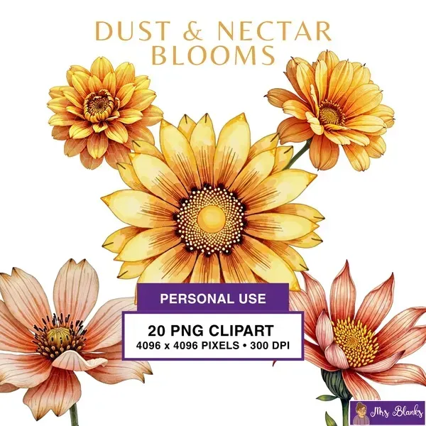 Golden Floral Clipart PNG - Personal Use License