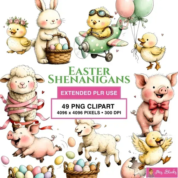 Easter Animals Clipart PNG - Extended License