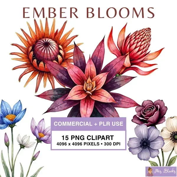 Autumn Floral Clipart PNG - Commercial + PLR Use License