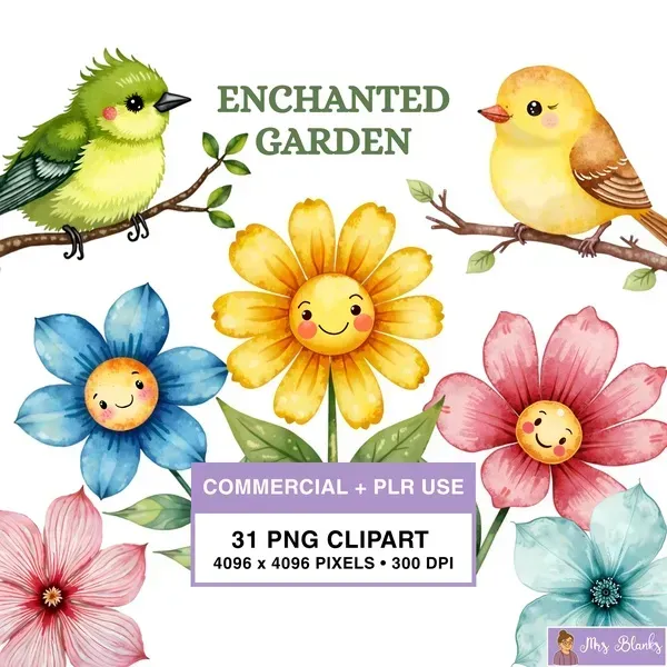 Cute Garden Clipart PNG - Commercial + PLR Use License