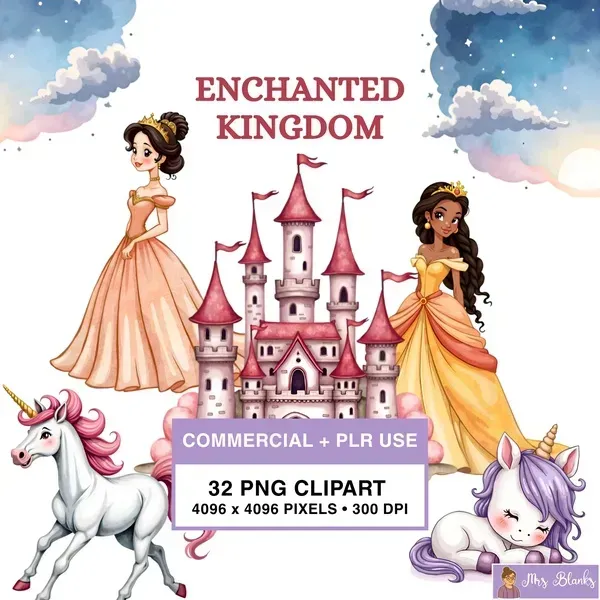 Fairy Tale Princess Clipart PNG - Commercial + PLR Use License