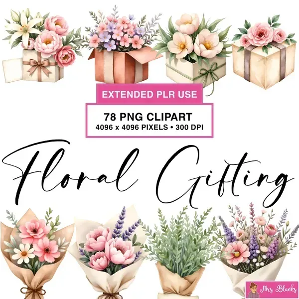 Floral Gift Clipart PNG - Extended License