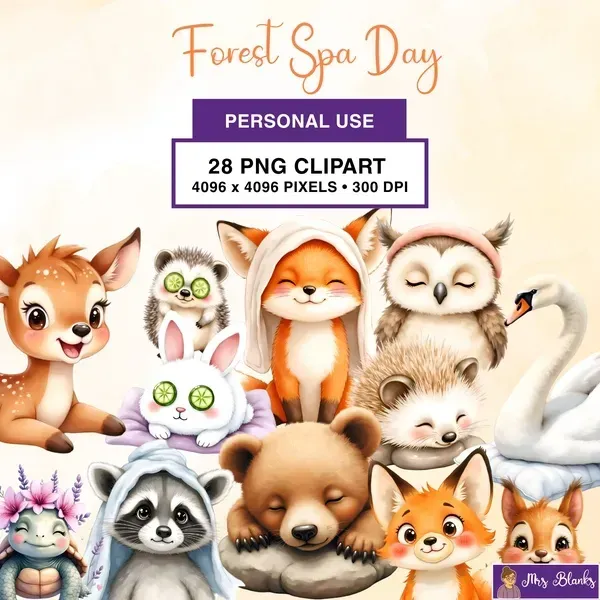 Relaxing Animal Spa Clipart PNG - Personal Use License