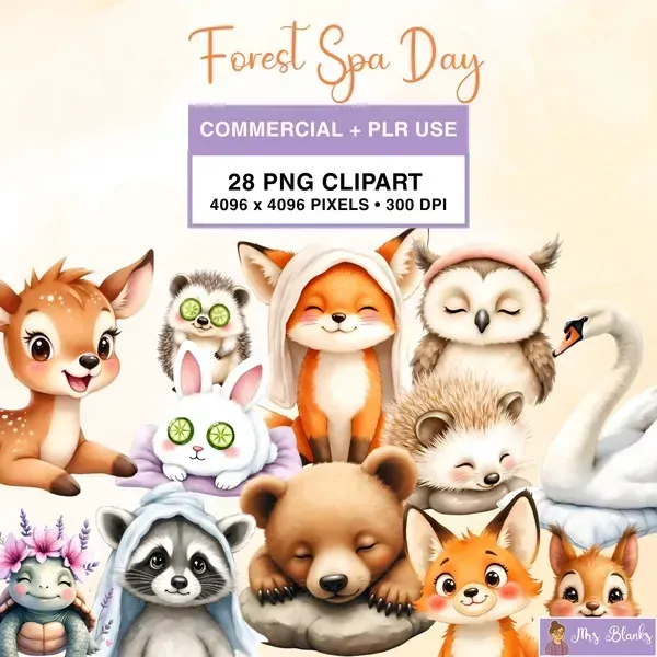 Relaxing Animal Spa Clipart PNG - Commercial + PLR Use License