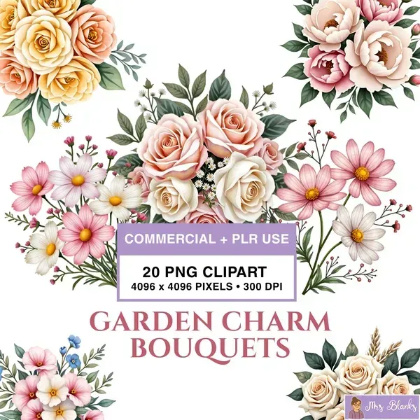 Floral Bouquet Clipart PNG - Commercial + PLR Use License