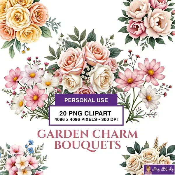 Floral Bouquet Clipart PNG - Personal Use License