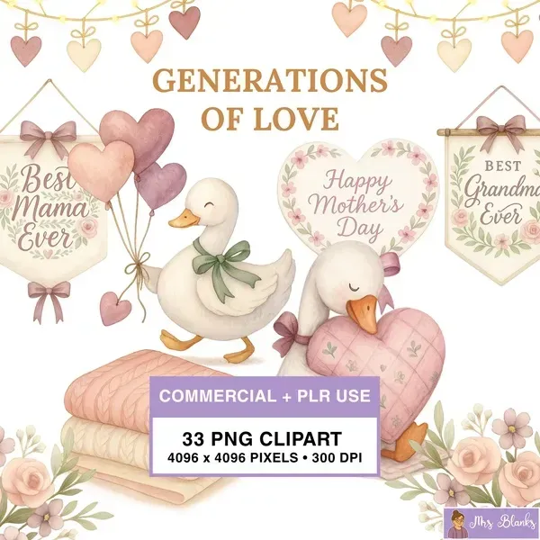 Mothers Day Duck Clipart PNG - Commercial + PLR Use License License