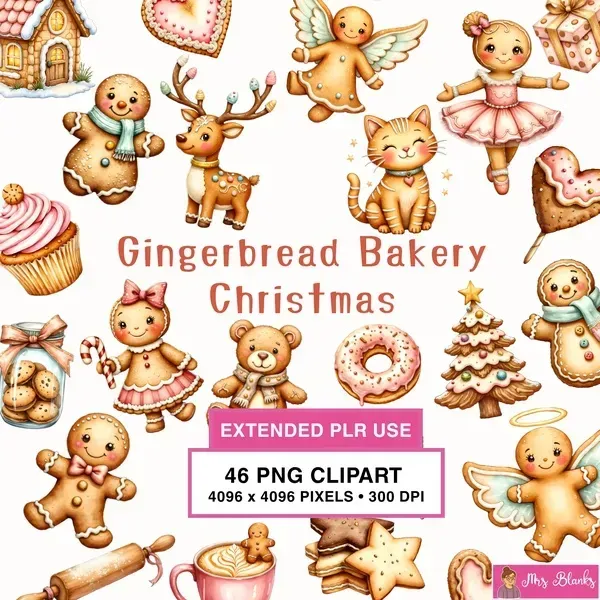 Gingerbread Christmas Clipart PNG - Extended License
