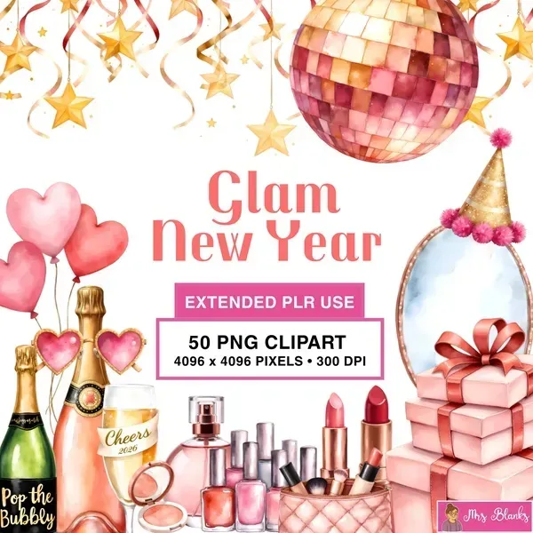 New Year Glam Clipart PNG - Extended License