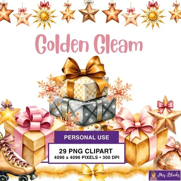 Golden Gift Clipart PNG - Personal Use License
