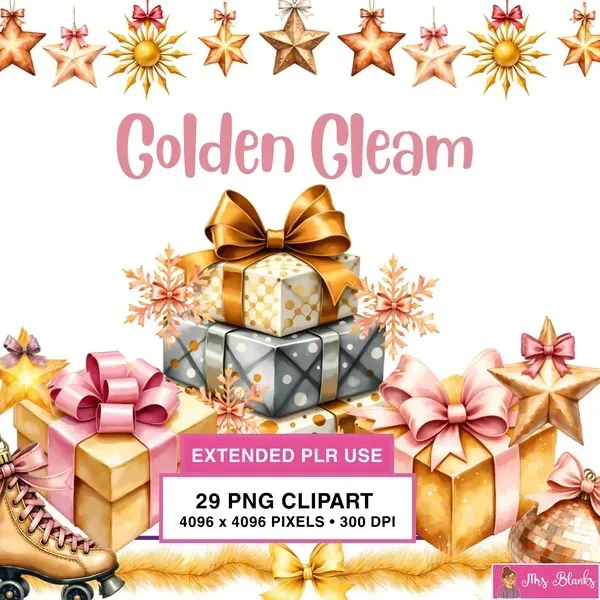 Golden Gift Clipart PNG - Extended License