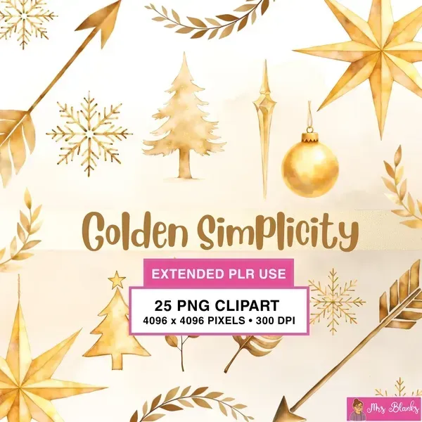 Minimal Gold Clipart PNG - Extended License