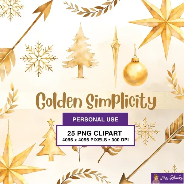 Minimal Gold Clipart PNG - Personal Use License